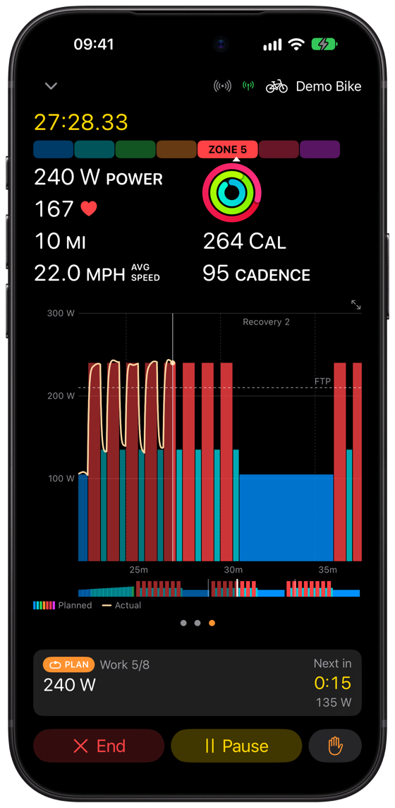 Klemy Cycling running a planned ride on iPhone