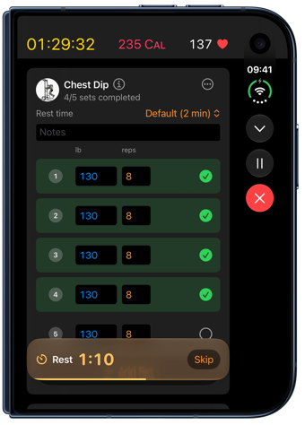 Logging a set on a closed iPhone Duo
